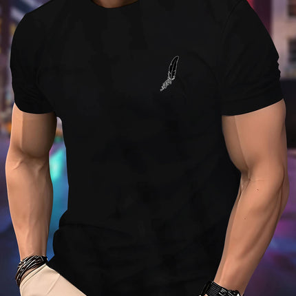 Nuova maglietta da corsa girocollo da uomo estiva sottile top con stampa di piume T-shirt sportiva fitness traspirante a maniche corte ad asciugatura rapida