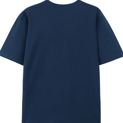 Men's summer 100 pure cotton fashionable casual loose fit plus mountain reflection printed round neck short sleeved T-shirt top PlatiNum