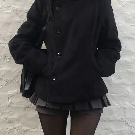 Street Autumn/Winter Solid Color Women's Turtleneck Coat Y2K Hip-Hop Retro Harajuku Cute Casual Fashion Versatile New Women Tops