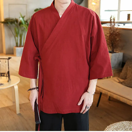 Camicie Kung Fu Stile Cinese, Abbigliamento Tradizionale Tai Chi, Completo Tang in Tinta Unita, Bluse Casual Comode in Cotone per Uomo