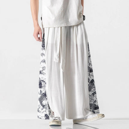 Pantaloni a Gamba Larga Streetwear da Uomo, Primaverili ed Estivi, Stampati, Casual, Stile Harem, Oversize, Vintage, Traspiranti e Comodi
