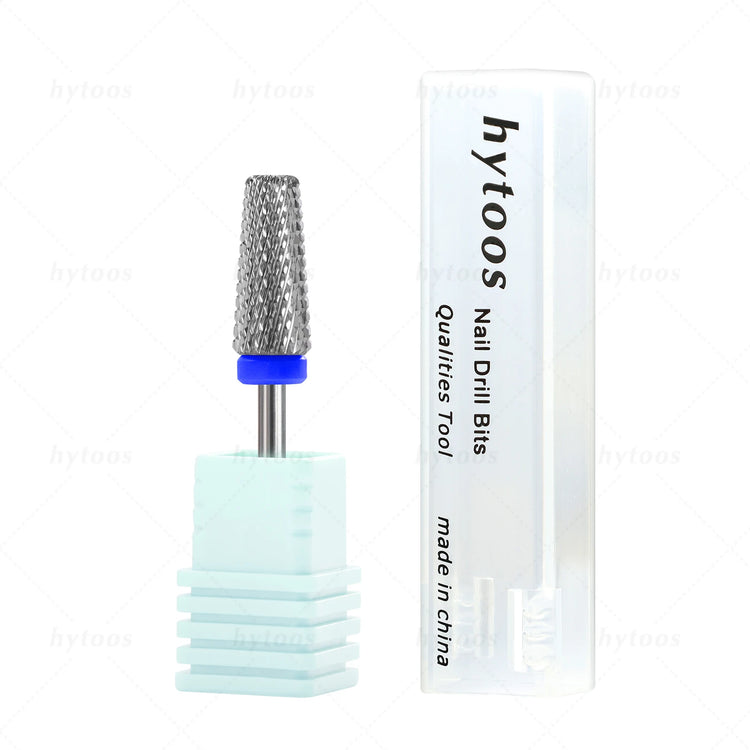 HYTOOS Tapered 5 in 1 Nail Drill Bit Cross Teeth Carbide Nail Bits Remove Gel Electric File Drills Machine Manicure Accessories