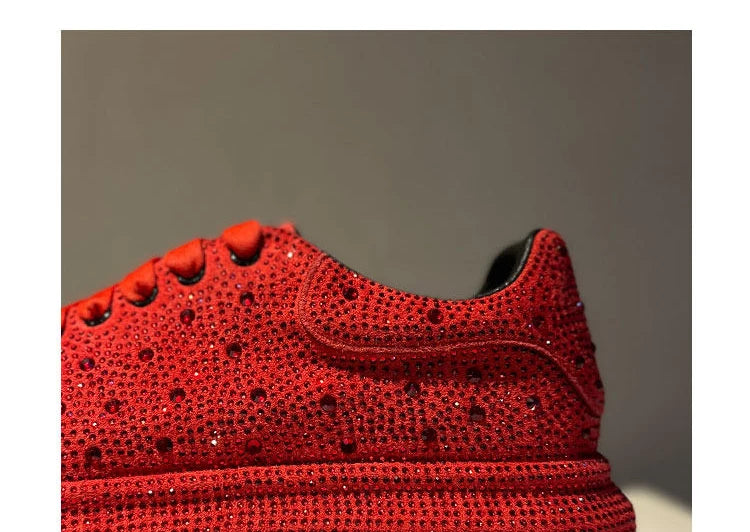 Luxury New Men Rhinestone Lace Up All Match Brand Shoes Causal Flats Loafers Sports Walking Sneakers Zapatos Hombre Vest