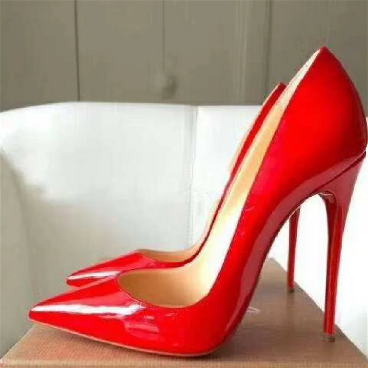 Taglie 48 Scarpe da donna stile classico in vernice con punta a punta Slip On 12 cm Scarpe con tacco alto da donna eleganti Décolleté a spillo semplici Nero Rosso Bianco