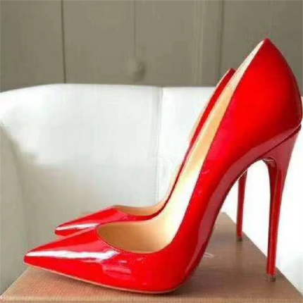 Taglie 48 Scarpe da donna stile classico in vernice con punta a punta Slip On 12 cm Scarpe con tacco alto da donna eleganti Décolleté a spillo semplici Nero Rosso Bianco