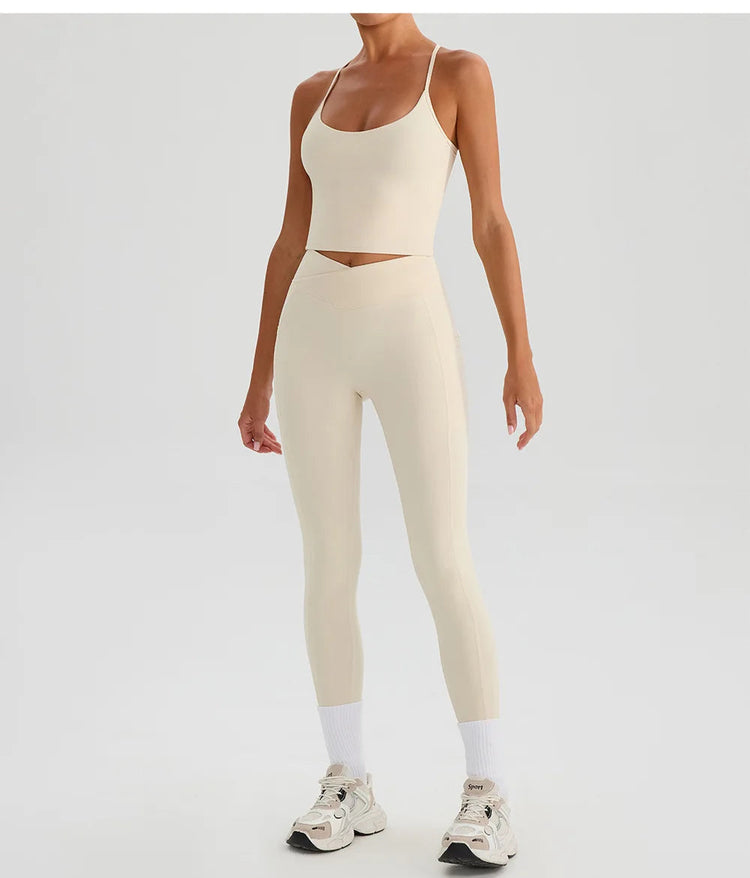 Women Gym Sports Leggings Workout Yoga Pants With Pockets High Waist Tights Fitness Pants Outdoors Running Training Trousers PlatiNum