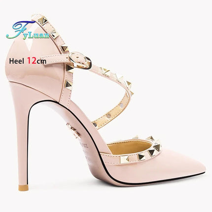 2025 Tacchi alti neri 12cm 10cm 8cm Scarpe da donna Tacchi sottili Décolleté da donna con testa a punta Scarpe da banchetto a spillo poco profonde in microfibra platinumshop