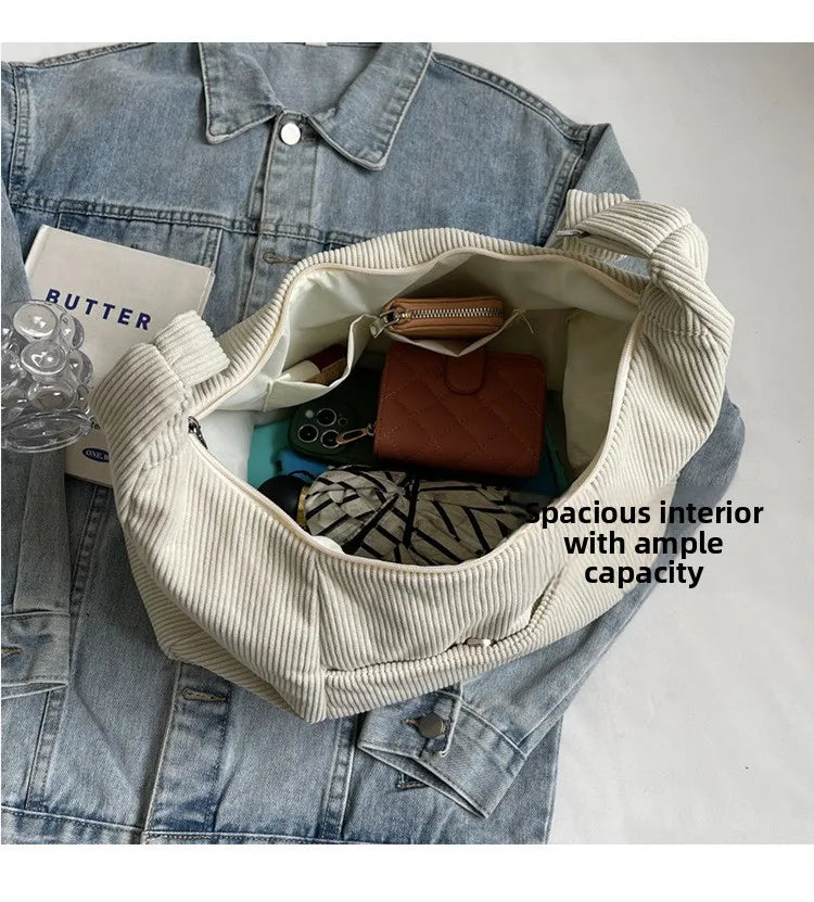 New Large Capacity Casual Crossbody Bag Simple Artistic Commuter Student Single Shoulder Bag Outdoor Leisure Women's Tote Bag PlatiNum