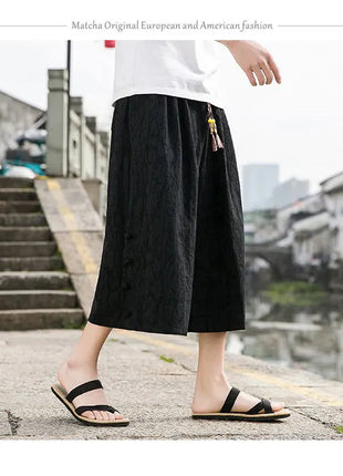 Pantaloni da samurai giapponesi Kimono da uomo Pantaloni casual in cotone retrò da uomo Pantaloni larghi casual Hip Hop Harajuku di alta qualità da uomo