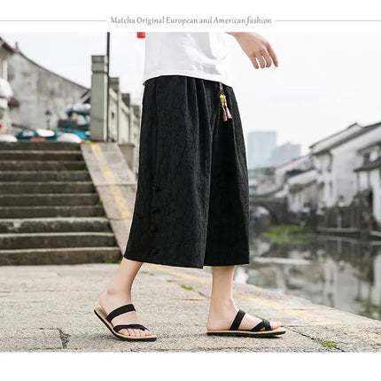 Pantaloni da samurai giapponesi Kimono da uomo Pantaloni casual in cotone retrò da uomo Pantaloni larghi casual Hip Hop Harajuku di alta qualità da uomo