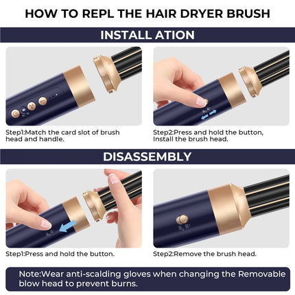 UKLISS Air Styler Pro 7 in 1 Hair Dryer, Hot Air Brush Set with Auto Curling, Volume & Straightening