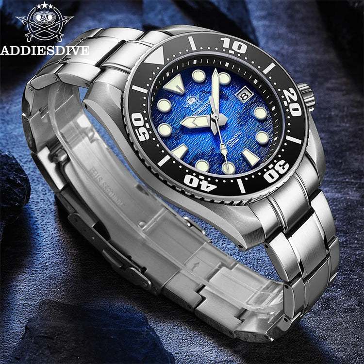 ADDIESDIVE Watches For Men Sapphire Luxury NH35 Mechanical Wristwatch 200m Waterproof Ceramic Bezel BGW9 Luminous Diving Watch