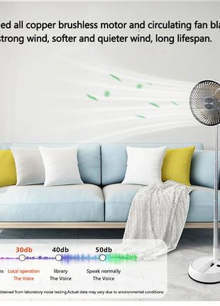 Ventilatore portatile oscillante in piedi con telecomando Ventilatore da tavolo pieghevole Ventilatore a piedistallo alimentato a batteria ricaricabile per il campeggio