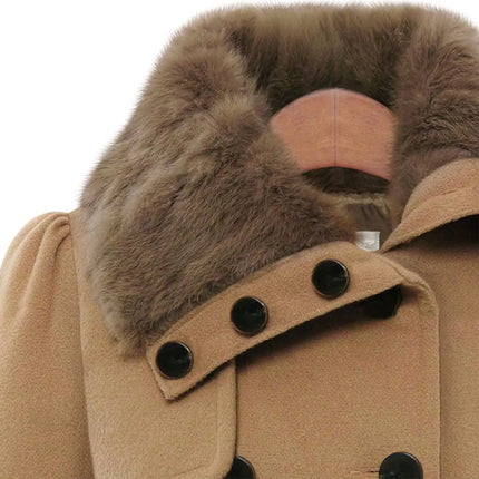 Winter Women's Jacket Windbreaker Warm Plush Thick Clothes Double Breasted Belt Autumn and Winter Korean Style Slim Lapel Coat