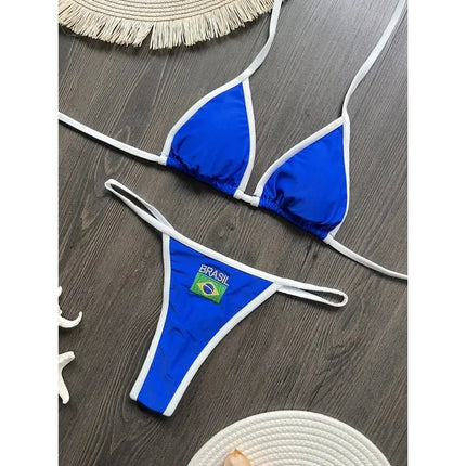 Costume da Bagno Bikini Brasiliano Ricamato a Contrasto con Patchwork per Donna - Set Estivo da Spiaggia platinumshop