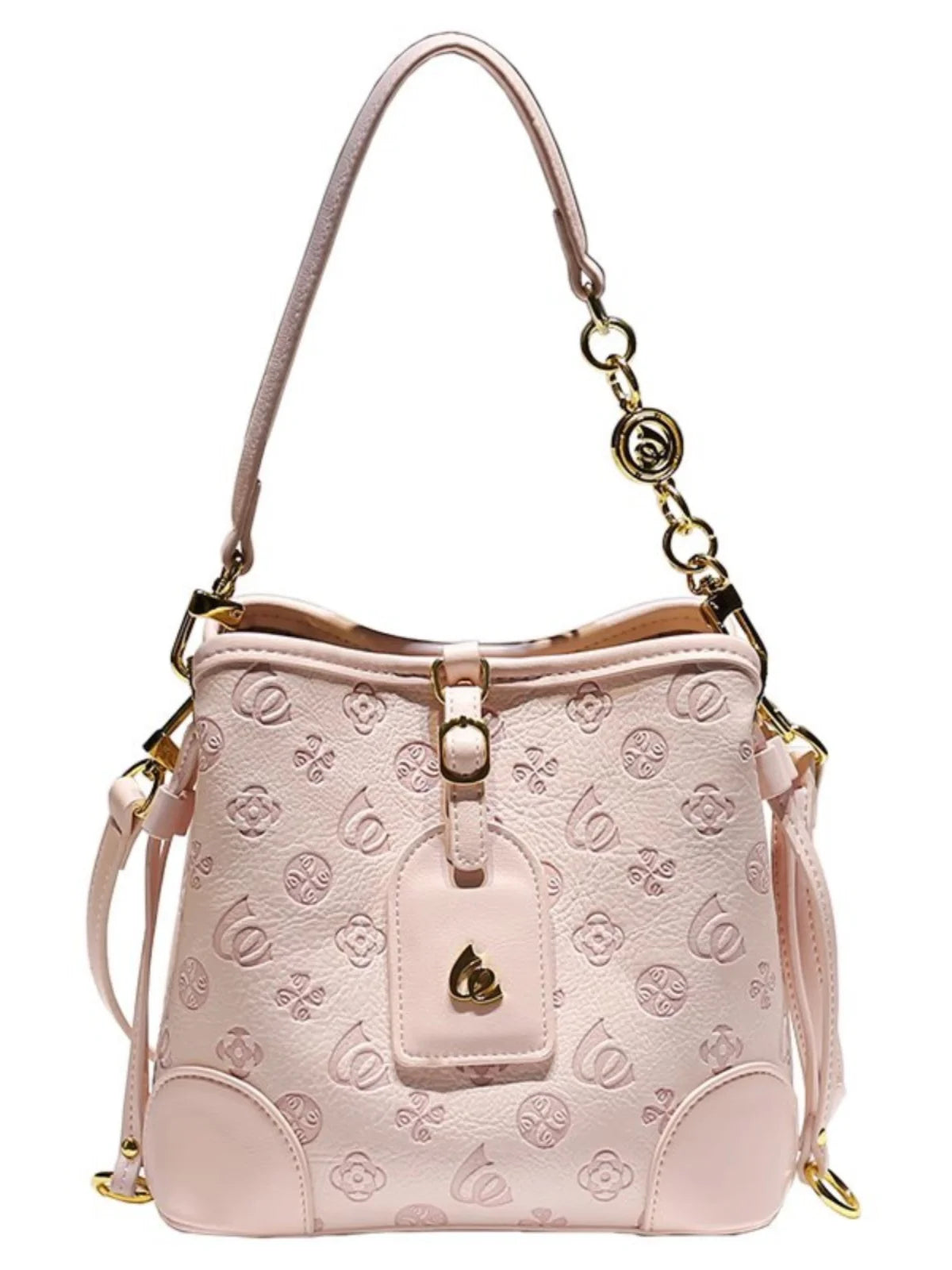 2024 borsa a secchiello portatile in pelle dolce e di lusso con stampa floreale delicata e sciarpe bella borsa a tracolla da donna