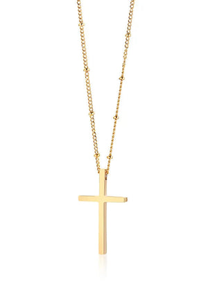 Danity Cubic Zirconia Cross Pendant Necklace for Women, Stainles Steel Chain Adjustable PlatiNum