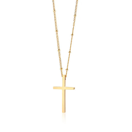 Danity Cubic Zirconia Cross Pendant Necklace for Women, Stainles Steel Chain Adjustable PlatiNum
