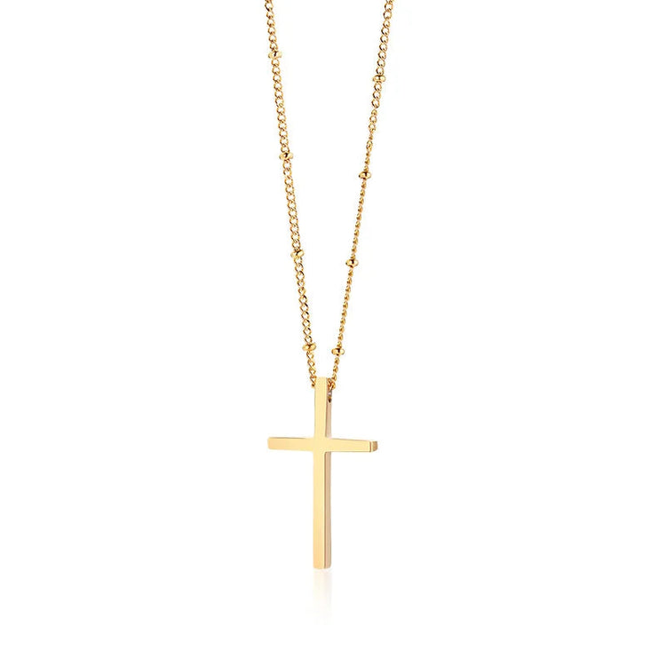 Danity Cubic Zirconia Cross Pendant Necklace for Women, Stainles Steel Chain Adjustable PlatiNum