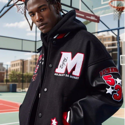 Streetwear Bomber Baseball Jacket Men Y2K Hip Hop Letter Embroidered Leather Retro Jacket Men Motorcycle Wear Zipper Coats Male