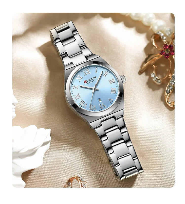 CURREN Orologio da donna, Orologi da donna, Orologi da donna, Abito alla moda impermeabile Bracciale in acciaio inossidabile Orologi analogici Data platinumshop