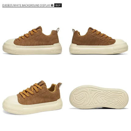 Toe Thick Sole Platform Men Sneakers Lace Up Patchwork Fashion New Trend Casual Trainer Shoes Thick Bottomed All Season