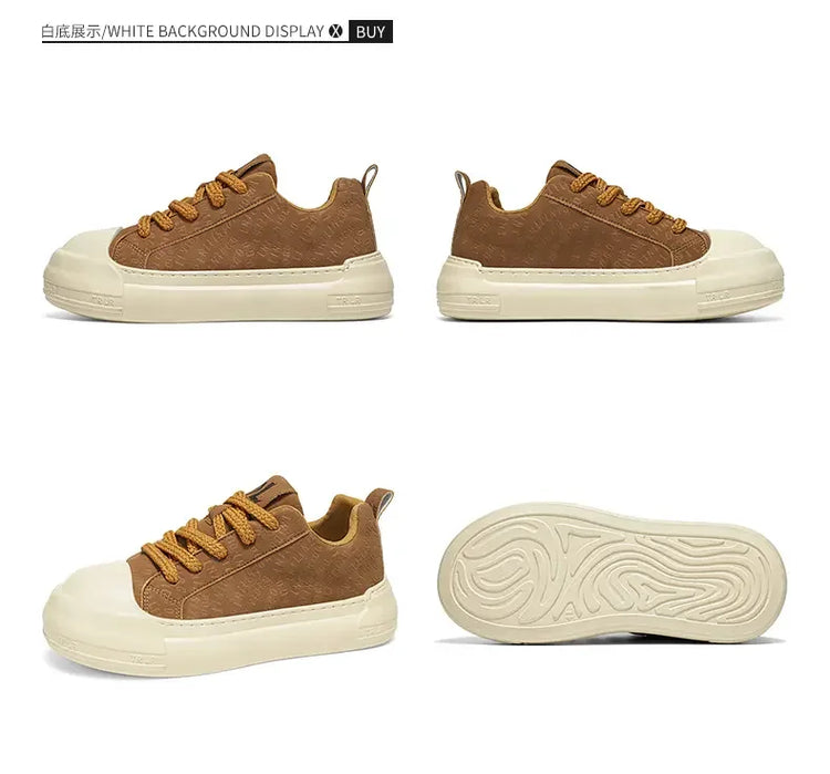 Toe Thick Sole Platform Men Sneakers Lace Up Patchwork Fashion New Trend Casual Trainer Shoes Thick Bottomed All Season