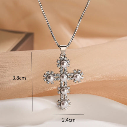Fashion Female Cross Pendants Dropshipping Gold Color AAA CZ Stone Cross Pendant Necklace Jewelry For Men/Women Wholesale PlatiNum