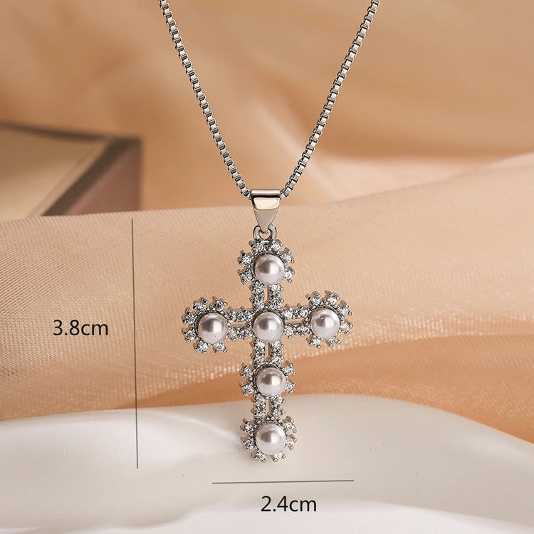 Fashion Female Cross Pendants Dropshipping Gold Color AAA CZ Stone Cross Pendant Necklace Jewelry For Men/Women Wholesale PlatiNum