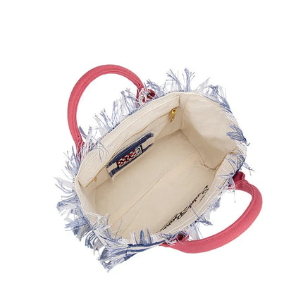 Fashion Classic Women's Tote Bag High Quality Tassel Shoulder Bag Trend Brand Elegant Ladies Beach Bag Designer Luxury Handbag PlatiNum