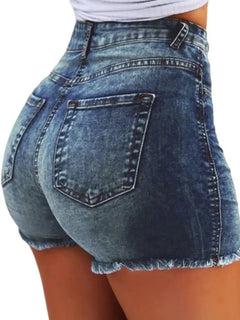 2025 Pantaloncini da donna con bordo strappato effetto consumato retrò Vita alta lavati Tasche later