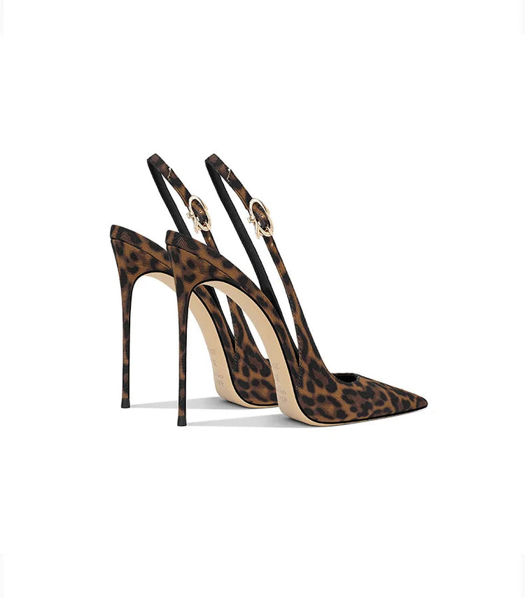 2025 Spring New Leopard Pattern Pointed French Luxury Small Comfortable Thin Heel Versatile High Heel Sandals for Women PlatiNum