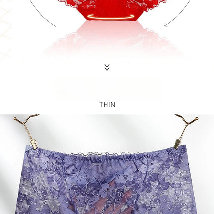 Transparent Lace Briefs Women Panties Girls Summer Underpants Plus Size Underwear Solid Color Sexy Lingerie XXL