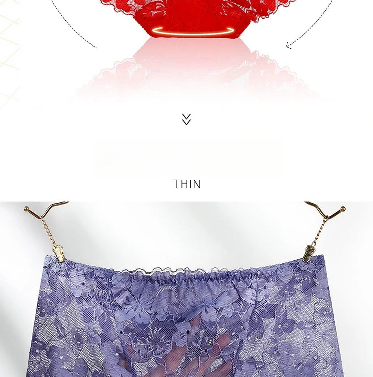 Transparent Lace Briefs Women Panties Girls Summer Underpants Plus Size Underwear Solid Color Sexy Lingerie XXL