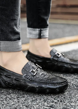 Scarpe Casual da uomo in vera pelle stile coccodrillo mocassini per scarpe comodi da uomo scarpe da uomo Casual Slip on semplici scarpe da guida