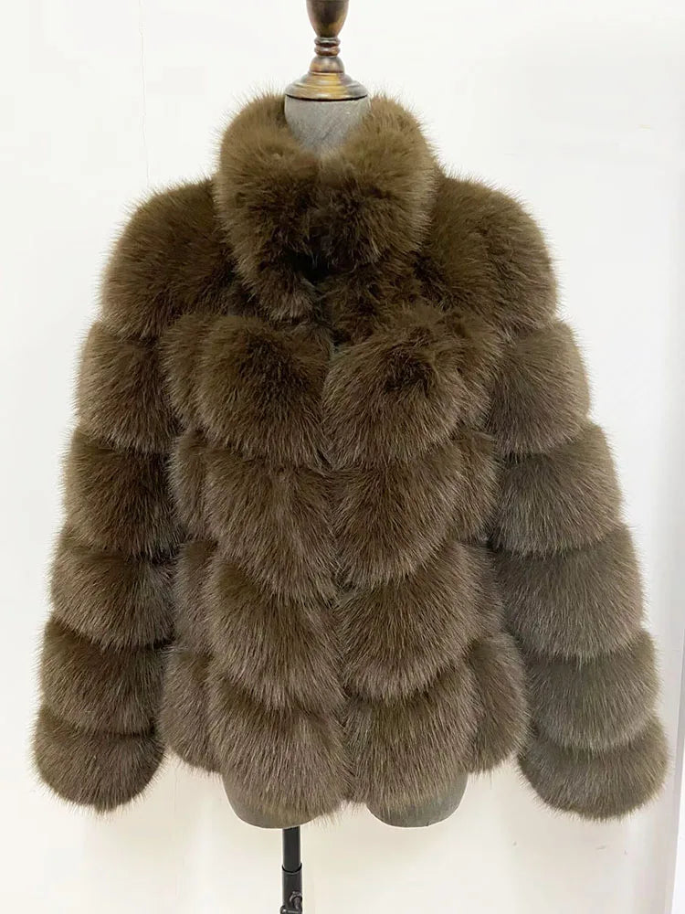 ZADORIN Winter Clothes For Women Stand Collar Splicing Long Sleeve Faux Fur Coat Women Black White Fluffy Jacket Faux Fur Coats