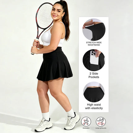 Gonna sportiva da donna Plus Skort, gonna da tennis plissettata con tasche, pantaloncini a vita alta, gonna da golf per allenamento e pickleball