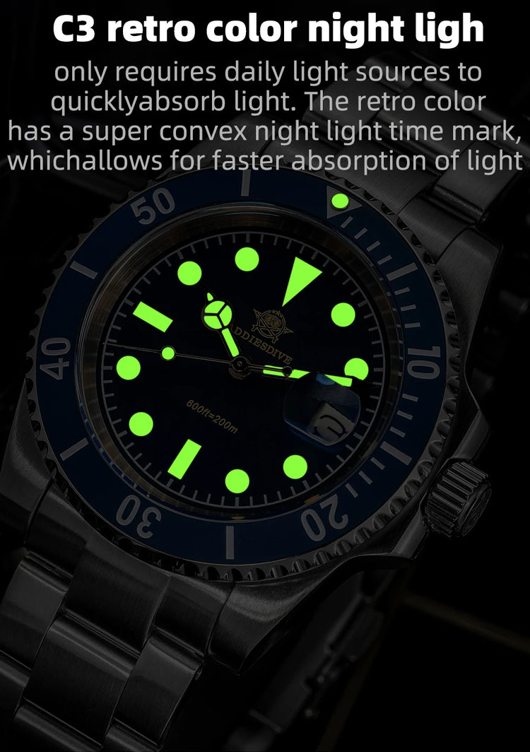 ADDIESDIVE 41mm AD2054 Men's Watch Diving Japanese Quartz Movement 200m Waterproof 316L Stainless Steel Ceramic Bezel Luminous