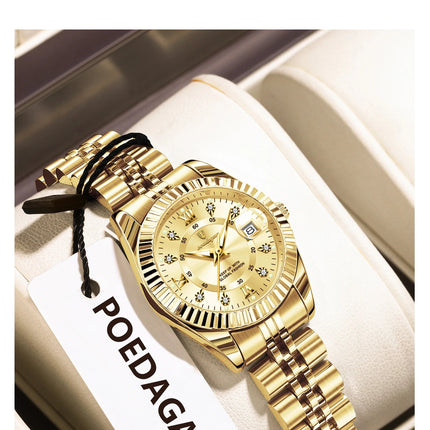 POEDAGAR Orologio da polso da donna alla moda Impermeabile Data luminosa Orologi da donna eleganti Orologio al quarzo in acciaio inossidabile per donna Reloj platinumshop