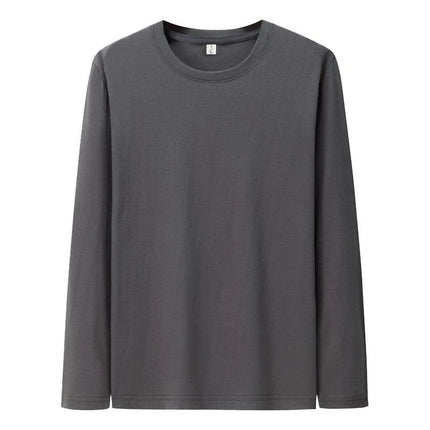 Men's T-Shirt Long Sleeve Solid Color Cotton Men's Clothing Full Sleeve for Spring and Autumn Undershirts