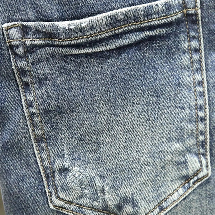 2025 Spring Autumn Korean Luxury Clothing New Cargo Brand Tooling Jeans Men's Slim High Street Men's Splicing Patch Trousers PlatiNum