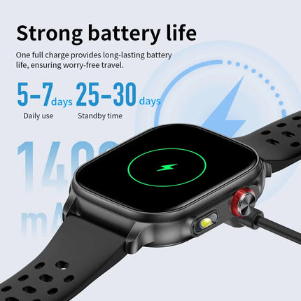 2026New Smart Watch Fitness Clock Men 2.01" AMOLED Screen 1400mAh 130+ Days Battery Life Flashlight Call Waterproof Smartwatches