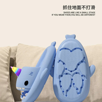 Cute Shark Slippers for Women & Men Summer Platform Night Glow-in-the-Dark Indoor Beach Slides Home Street Wear DIY Accessory