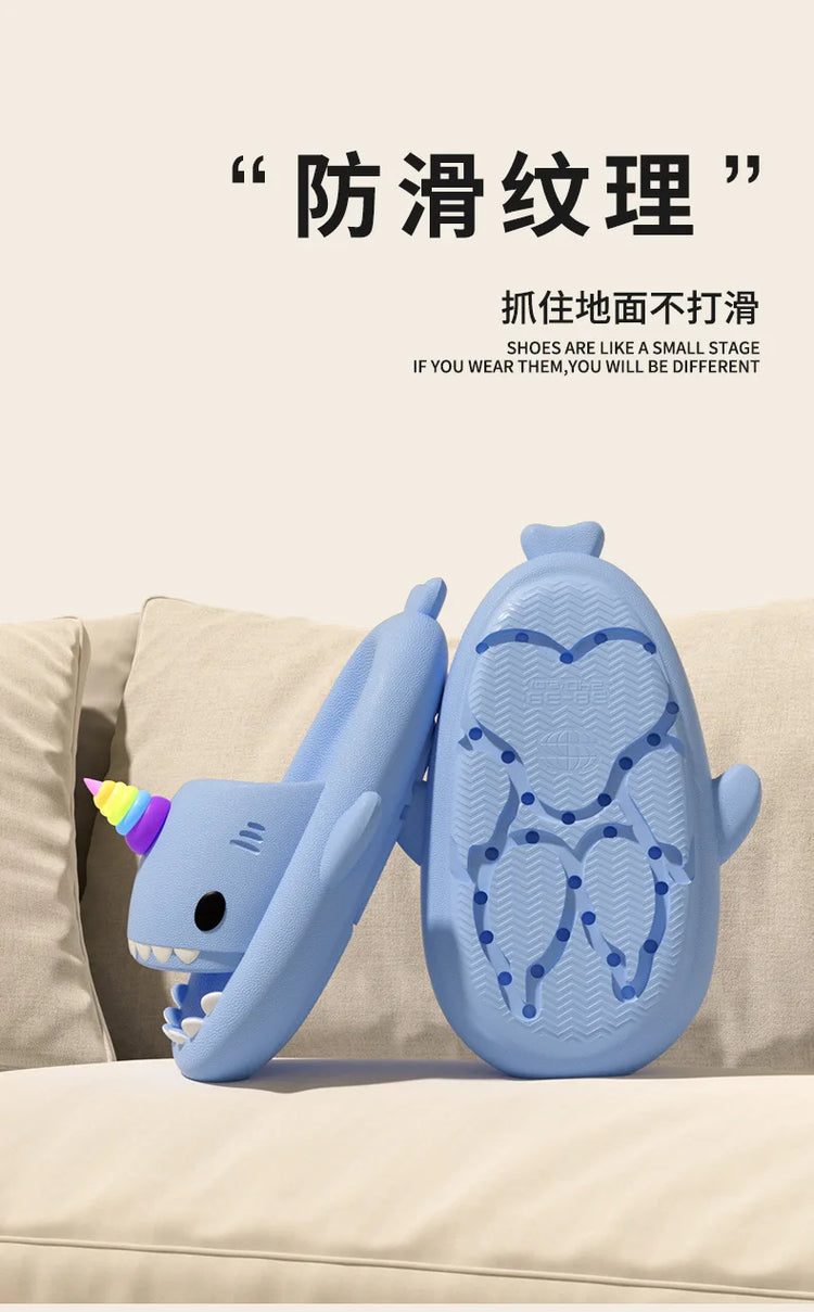 Cute Shark Slippers for Women & Men Summer Platform Night Glow-in-the-Dark Indoor Beach Slides Home Street Wear DIY Accessory