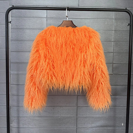 ZADORIN New Mongolian Fur Cropped Faux Fur Coat Woman Winter Clothes Fashion Short Fur Coats Fluffy Faux Fur Jacket Crop Tops