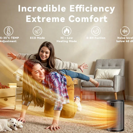 Portable Electric Heater 1500W PTC Ceramic Space Heater 10inch Instant Warmth Quiet Air Blower Fan V0-Grade Fireproof Materials Overheat Protection Tilting Protection Home Appliance for Bedroom Office Desk Indoor
