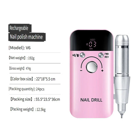Wireless Portable Rechargeable Electric Nail Polishing Machine New Cordless Nail Surface Polisher Gel Nail Remover Professional Home Salon Manicure Pedicure Care Tool For DIY Nail Art Design