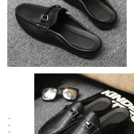 Mocassini Estivi da Uomo in Pelle Comodi e Leggeri, Scarpe Casual Morbide e Piatte, Ciabatte Quotidiane da Uomo