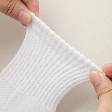 10 paires de chaussettes HLHYX pour homme en coton déodorant, à fond en éponge, mi-mollet, blanches, épaissies, pour le sport et le basket-ball