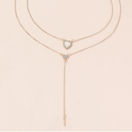 Collana d'amore personalizzata semplice alla moda collana con doppio Design multistrato con ciondolo in stile Y2K di lusso PlatiNum